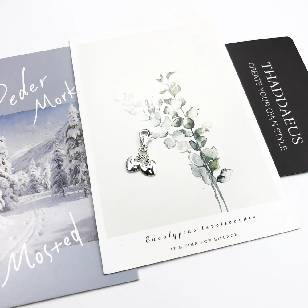 Горячие 925 стерлингового серебра двойной подвески шармы в форме сердца Fit браслет