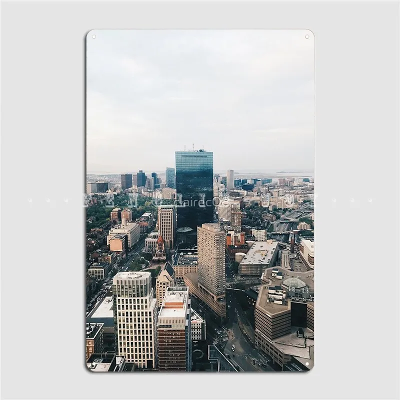 

Skyline Of Boston Poster Metal Plaque Wall Cave Wall Retro Wall Decor Tin Sign Poster