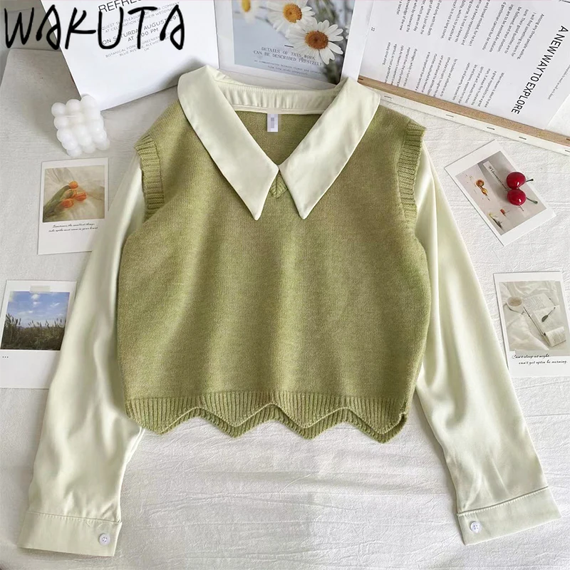 Японские студенческие свитера WAKUTA 2021 в стиле преппи зимние контрастные пуловеры