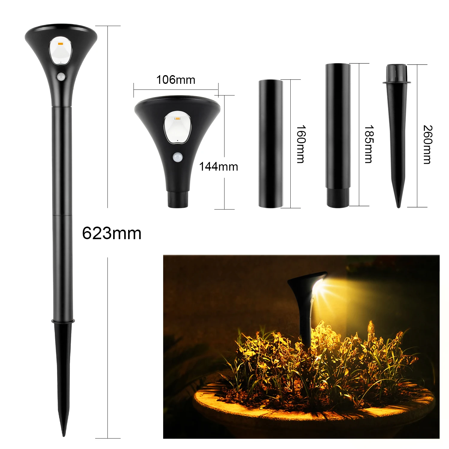 

Solar Light with Motion Detector 2 Modes Outdoor Garden Lawn Yard Light IP65 Path Landscape Decoration Lamp LED Light