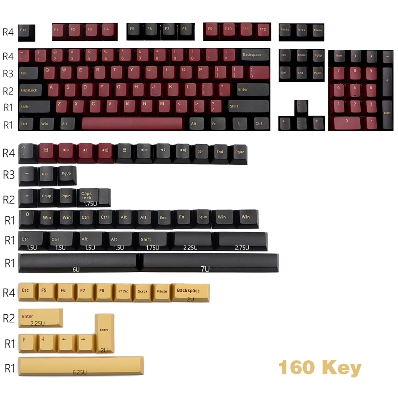 

160 KEYS Cherry Profile Olivia Keycap Double Shot Thick PBT Keycaps For MX Switch Mechanical Keyboard Keycap 85DD
