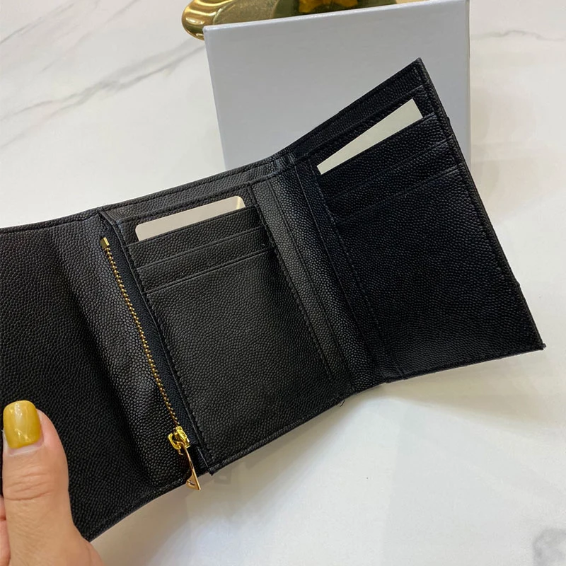 

Многофункциональный бумажник, кошелек с несколькими кармашками для карт, три складки внутри, внешняя Икра из воловьей кожи