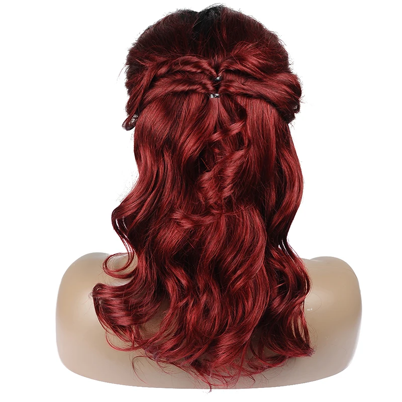 Remyblue Омбре красные бордовые бразильские волосы на шнуровке с закрытием