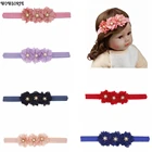 Повязка на голову для девочек, эластичная с цветами, корона, стразы, аксессуары для волос для фотографирования новорожденных