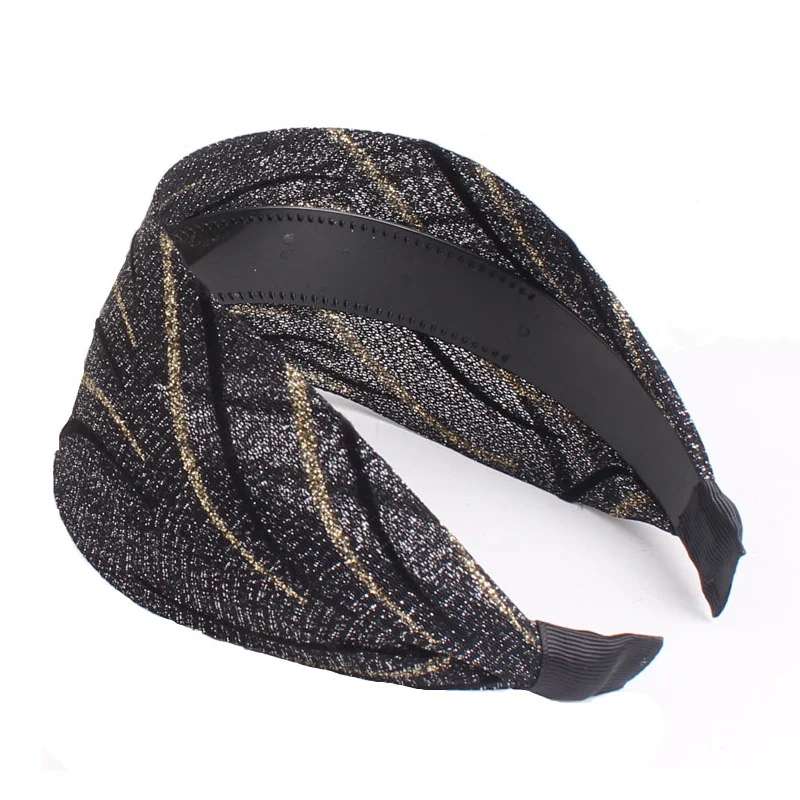 Женский широкий тюрбан с полосками нескользящий Бандаж эластичная повязка на