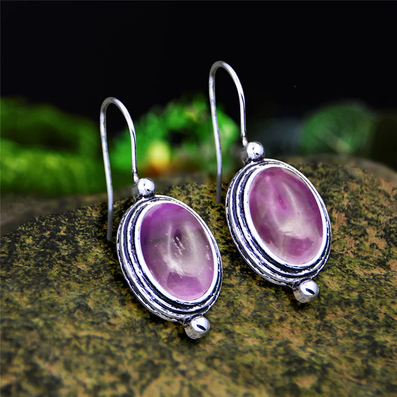 Женские серьги из натурального агата винтажные с подвеской покрытый серебром