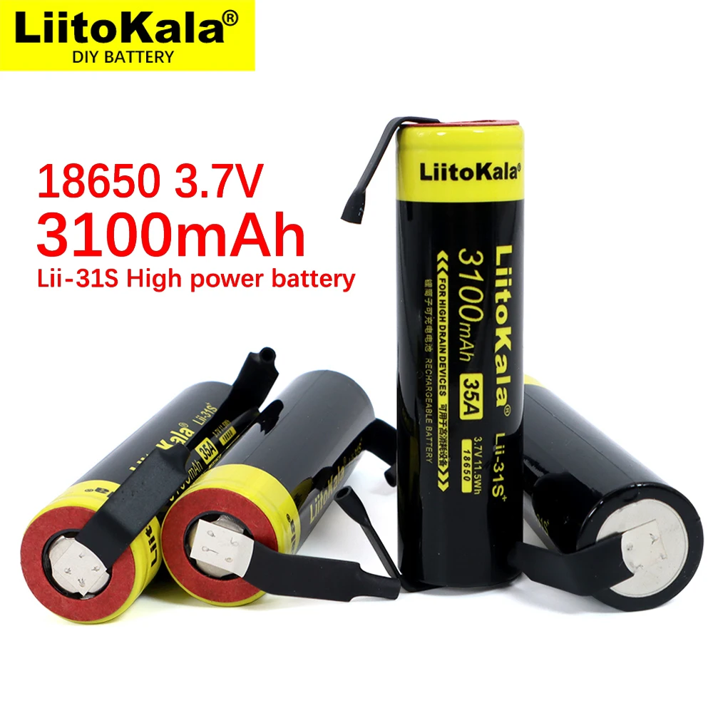 Подлинный / оригинальный новый LiitoKala Lii-31S 18650 аккумулятор 3 7 В литий-ионный 3100 мА 35A