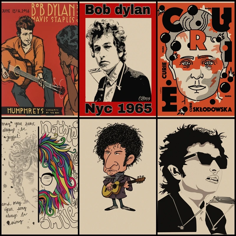 Постер Боб Дилан ВИНТАЖНЫЙ ПЛАКАТ из коричневой бумаги для рисования портрет