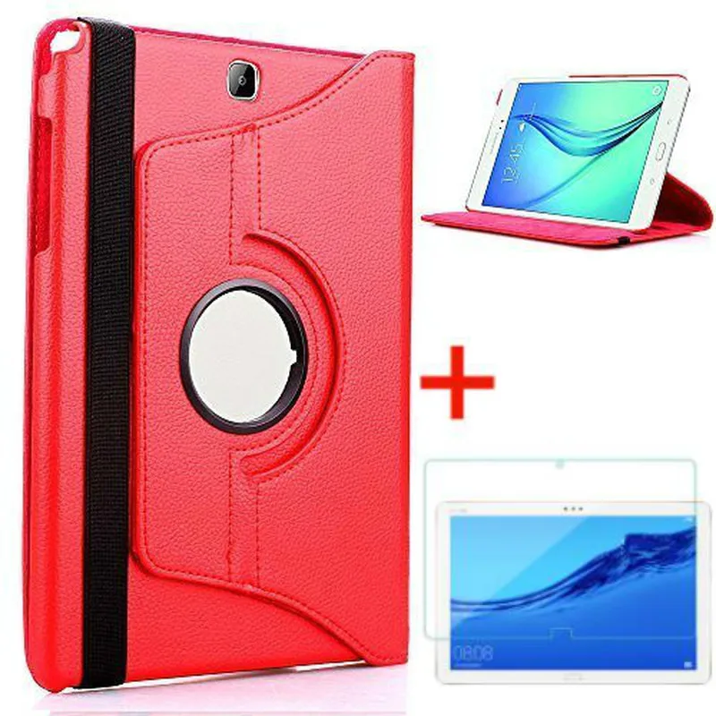

360 Degree Rotating PU Leather Flip Cover Case and Glass For Samsung Galaxy Tab A 8.0inch T350 T355 P350 SM-T350 SM-T355 Tablet
