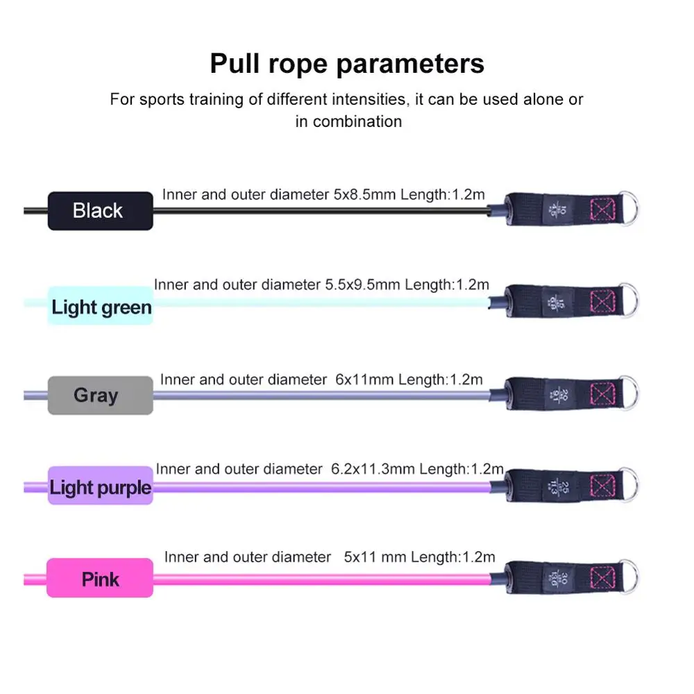 11 Pcs/Set Latex Resistance Bands Crossfit Training Exercise Yoga Tubes Pull Rope Rubber Expander Elastic Fitness with Bag | Спорт и