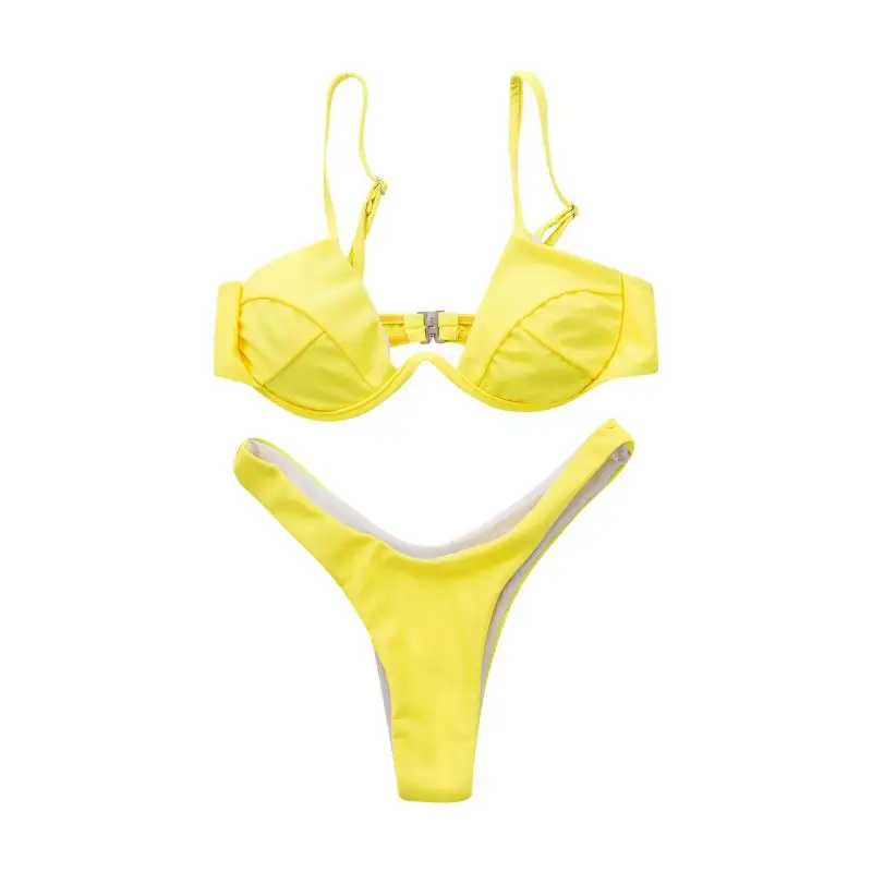 

Women's Swimwear 2021 Summer Sexy Push Up Unpadded Bikini Set Women 4 Colors Bandage Bikini Set Swimsuit E Swimwear Bathing