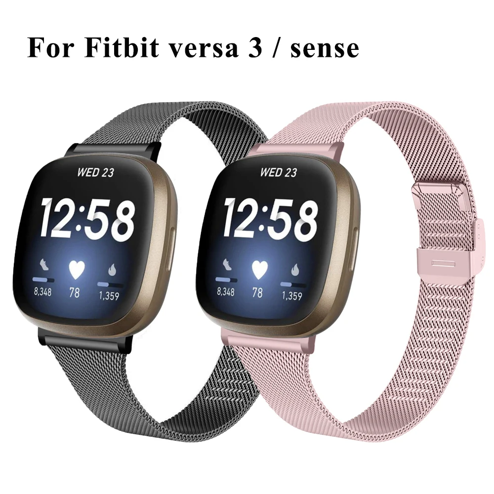 

Ремешок из нержавеющей стали для смарт-часов fitbit sense для мужчин и женщин, Металлический Браслет для fitbit versa 3 versa3