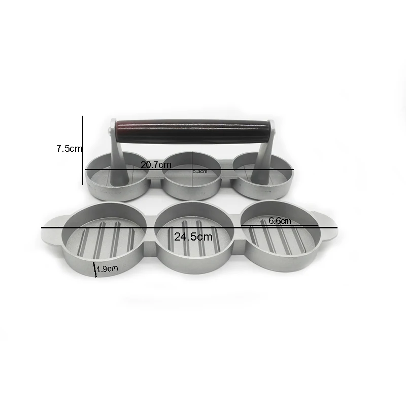 Алюминий три бургер пресс для гамбургера чайник антипригарным торты прибор