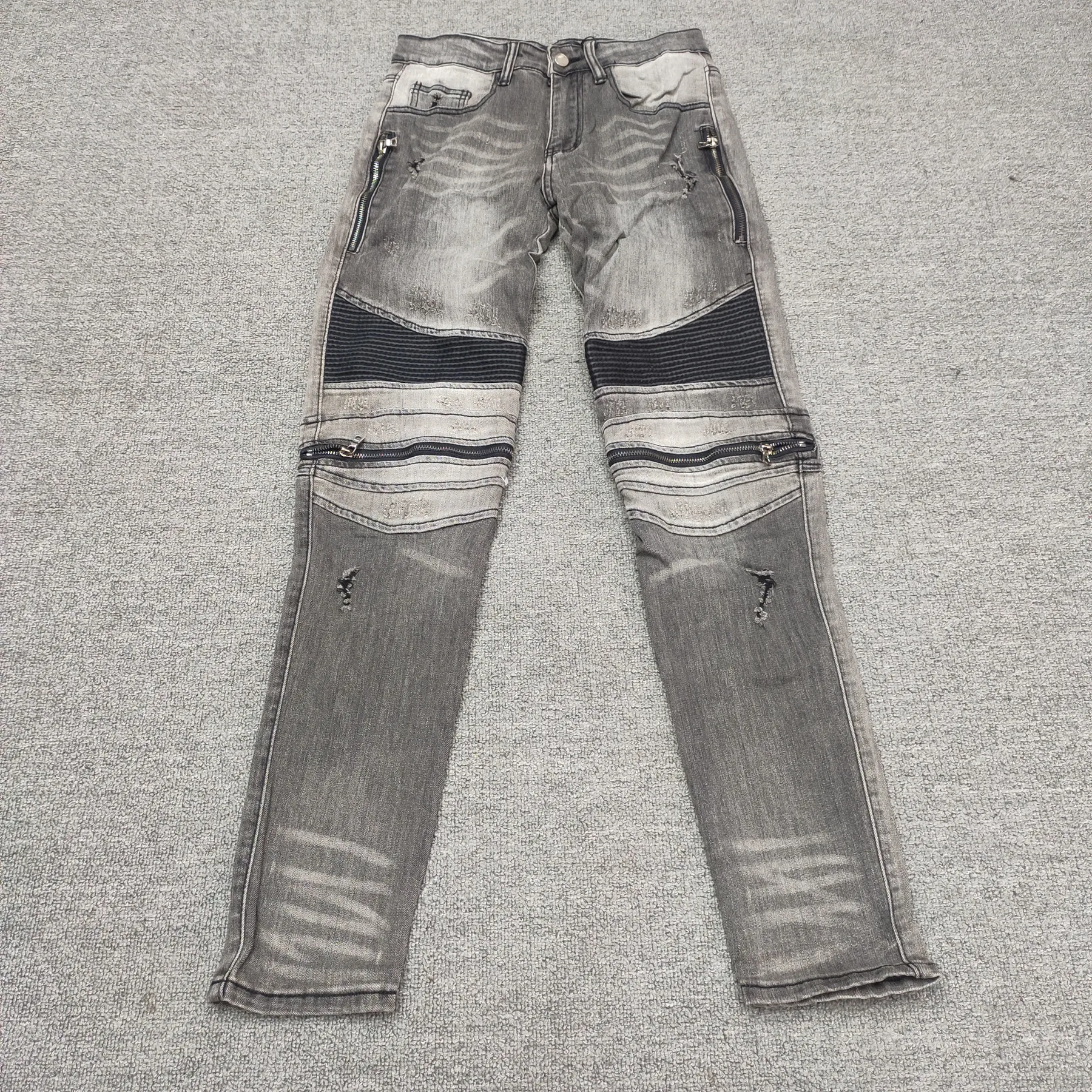 

Джинсы мужские облегающие, мотоциклетные байкерские штаны, на молнии, в стиле хип-хоп, для вечеринок и клубов, панк-рок