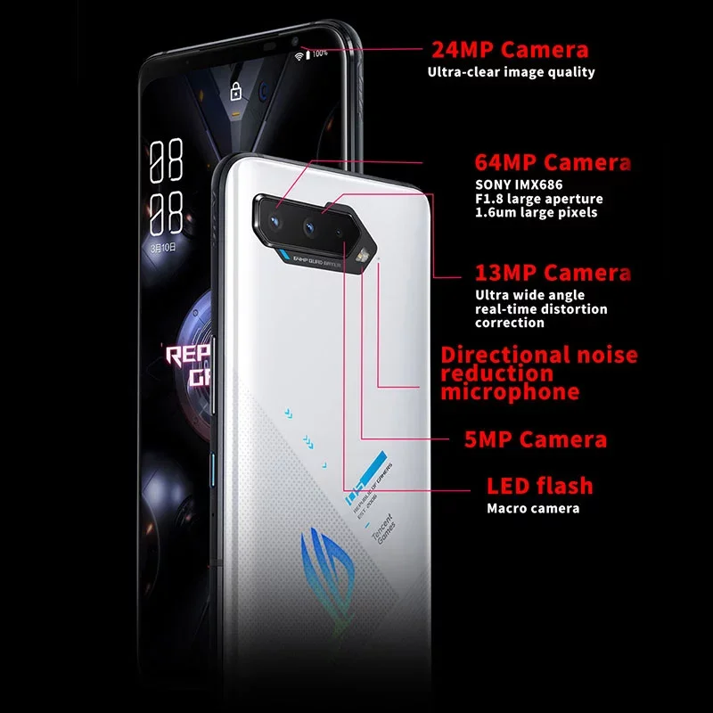 ASUS ROG Phone 5 | Pro Ultimate 5G Snapdragon888 Android11 6000 мАч быстрой зарядки 65 Вт ROG5 профессиональный