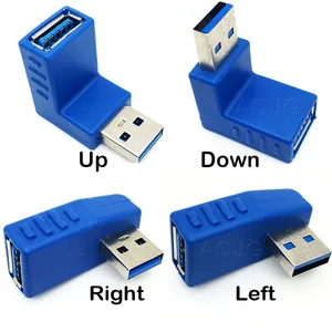 Переходник Usb 3,0, правый + левый угол, 90 градусов, Переходник USB 3,0 типа A Папа-мама, переходник, оптовая продажа AQJG