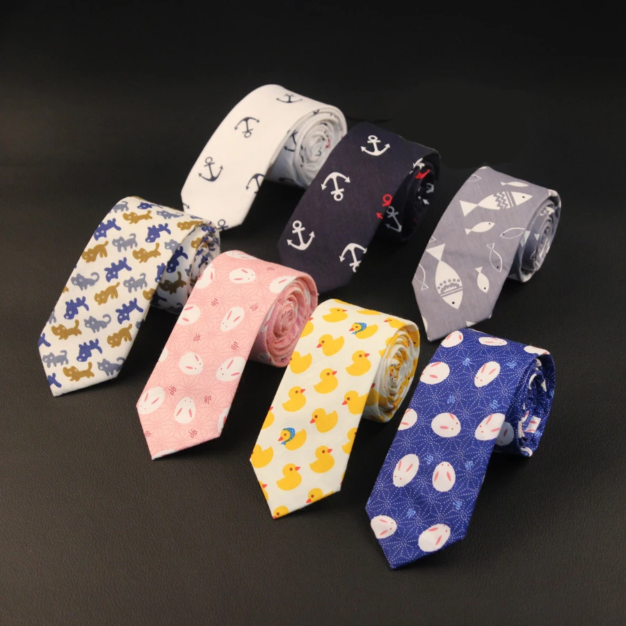 

Linbaiway 6cm Cartton Animals Pattern Neck Tie for Men Slim Necktie Bridegroom Narrow Cravat Party Formal Neckties Custom Logo