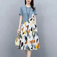 broken flower large size dress womens summer 2021 new loose style foreign style thin cotton splicing skirt