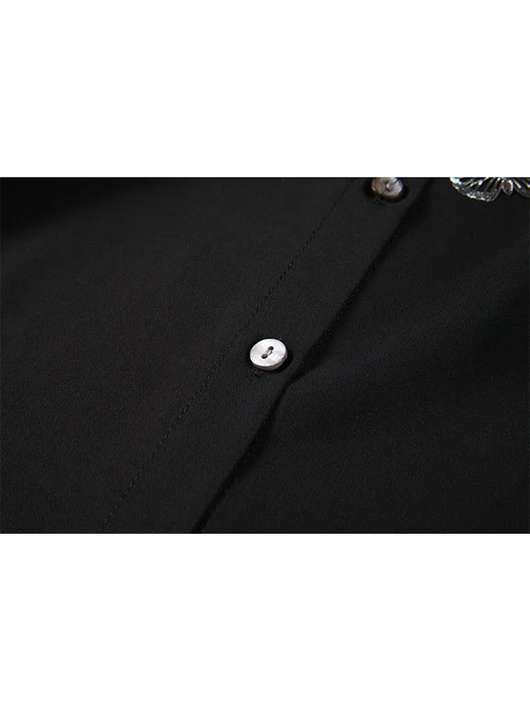 Женская винтажная блузка в готическом стиле Повседневная Свободная черная