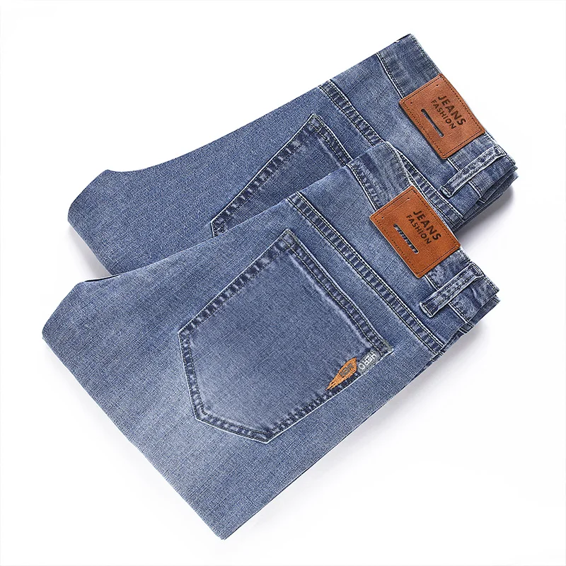 Узкие джинсы мужские летние новые синие тонкие модные повседневные Стрейчевые