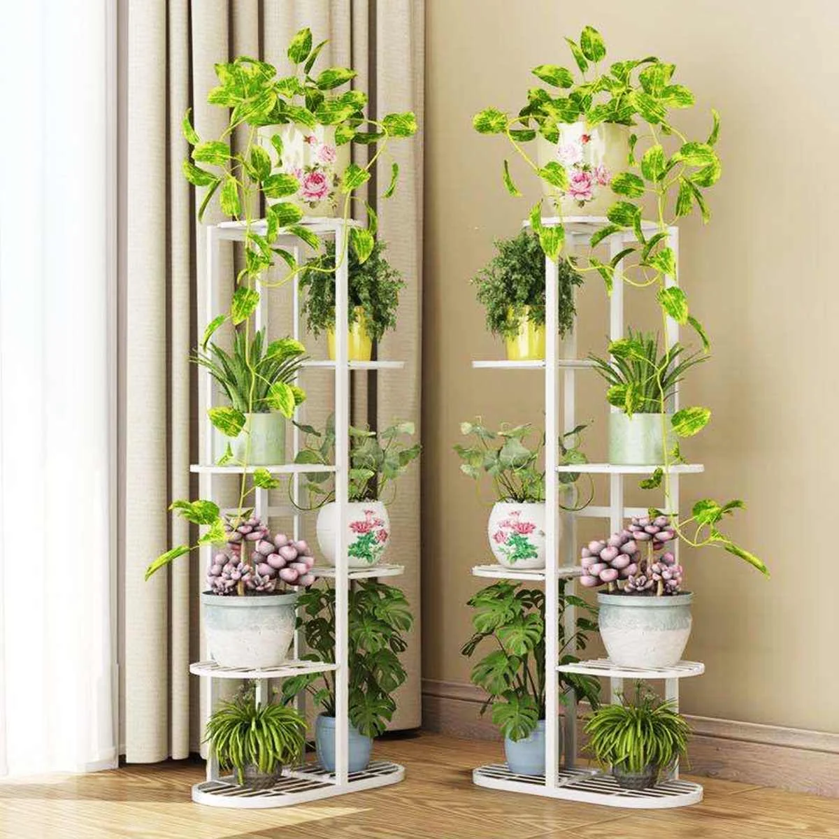 1pcs plant shelves iron potted flower plant stand rack multiple flower pot holder shelf indoor outdoor planter display organizer free global shipping