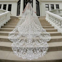 best selling chapel length bridal veils with appliques in stock long wedding veils 2019 vestido de noiva longo wedding veil