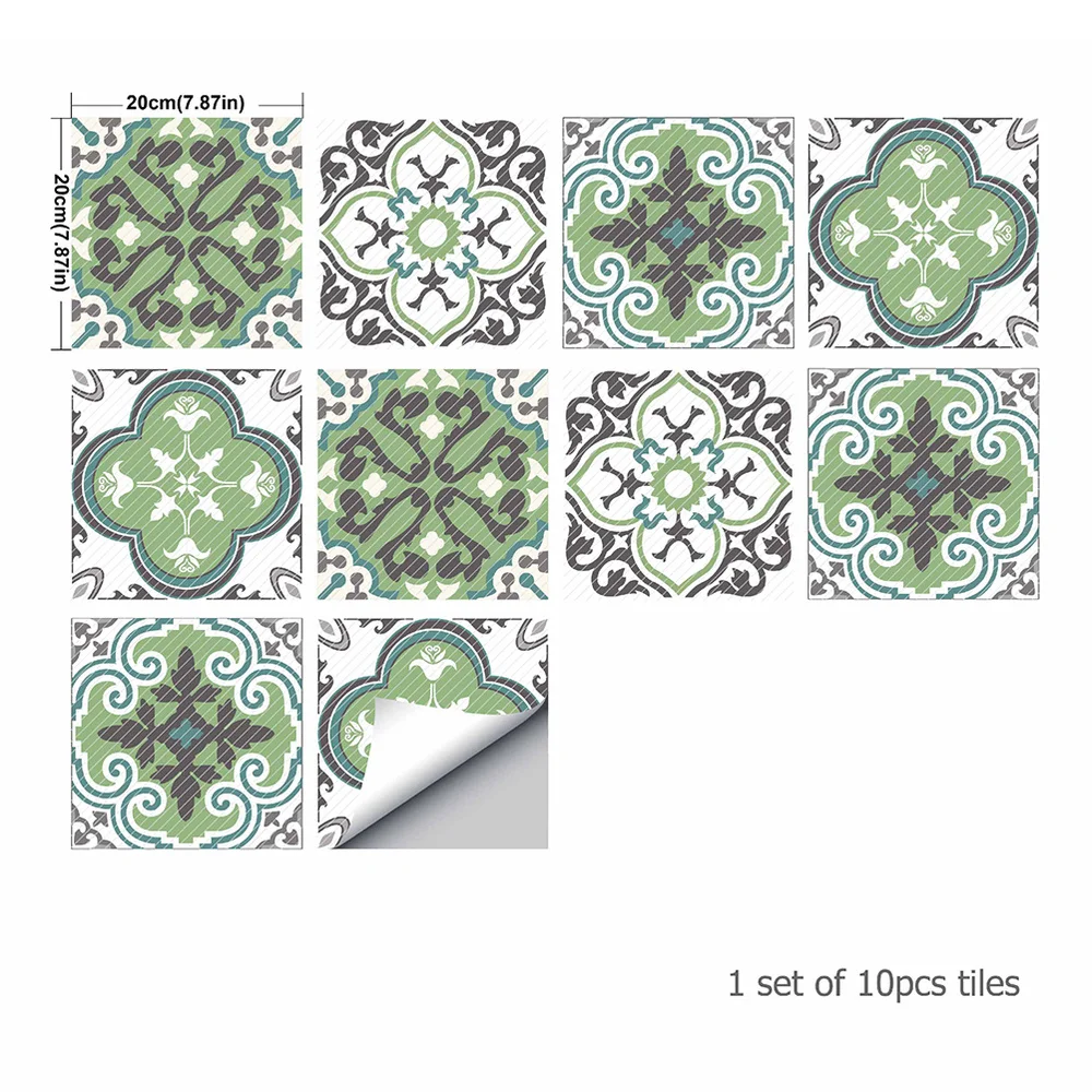 

10Pcs European-style Stickers Removable Floor Stickers Wear-resistant Self-Adhesive Decorative Floor Tile Wall Tile Decals for K