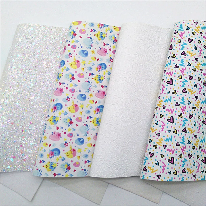 Белые объемные блестящие кожаные сердца пасхальные яйца печатные синтетические