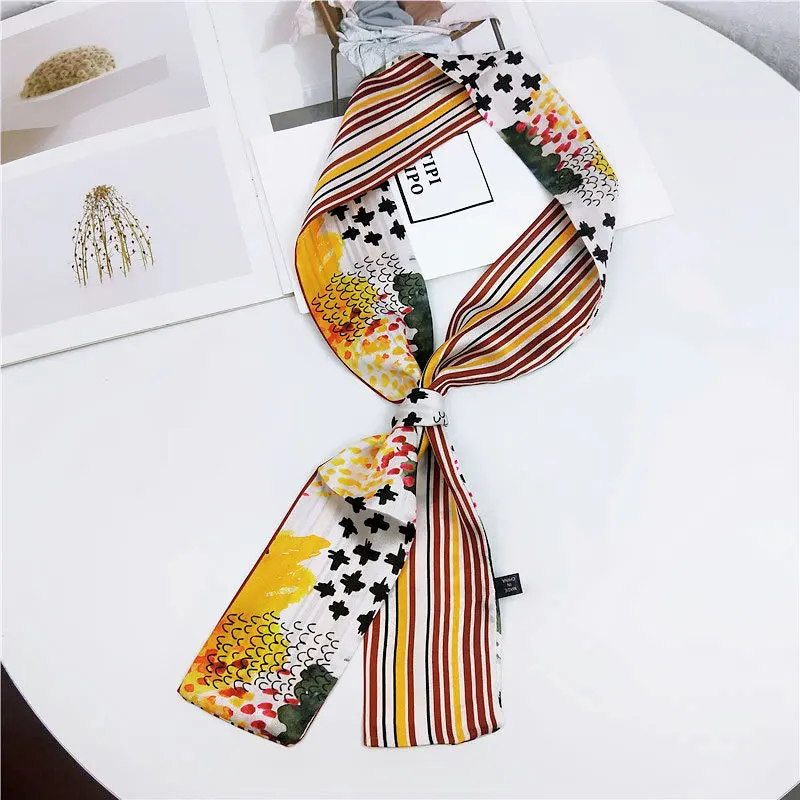 9x98 см Для женщин s живопись лоскутное саржа Шелковый Шарф Палантин Для женщин Длинные Тощие волосы галстук головной шарфы-повязки платки Cheveux Femme - Цвет: Style8