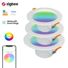 Zigbee 3,0 Интеллектуальный светильник RGBCW для светодиодного утопленного светильника, приложение eWeLink дистанционного Управление, домашней автоматизации, Alexa Google Home голосовое, таймер