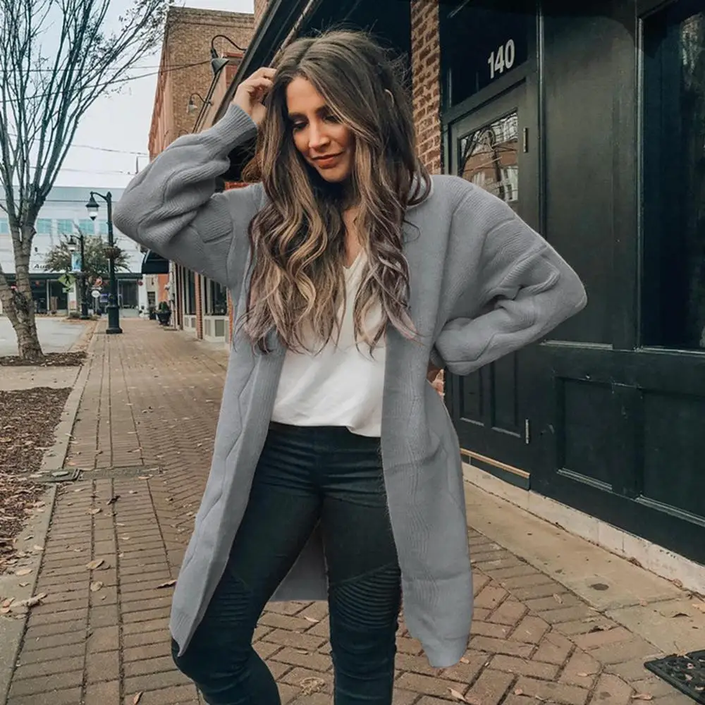 Женский кардиган бохо с рукавами-фонариками свободный свитер v-образным вырезом