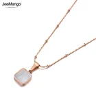 JeeMango, розовое золото, белый корпус, квадратная подвеска, ожерелья для девочек, титановая нержавеющая сталь, женская цепь, чокер, ожерелье JN19145