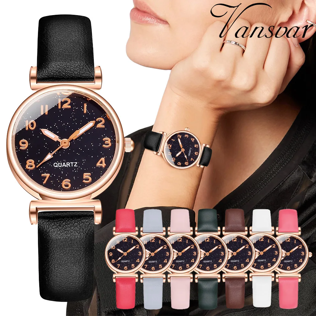 

Women's 6 Colors Leather Strap Quartz Watch Watches Women Fashion Watch 2021 Designer Female Round Orologio Uomo S Mart Watch
