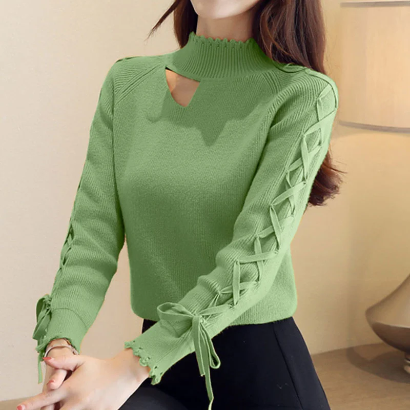 High neck sweater women's autumn and winter 2021 new Pullover Sweater loose long sleeve lazy top