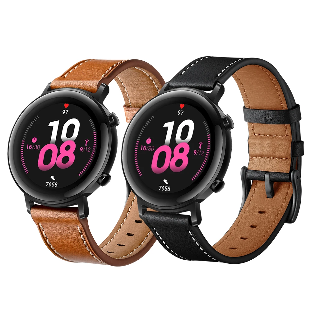 Ремешок из натуральной кожи для huawei GT 1 2 42 мм 46 мм/huawei watch pro huami amazfit GTR 47 ремешок