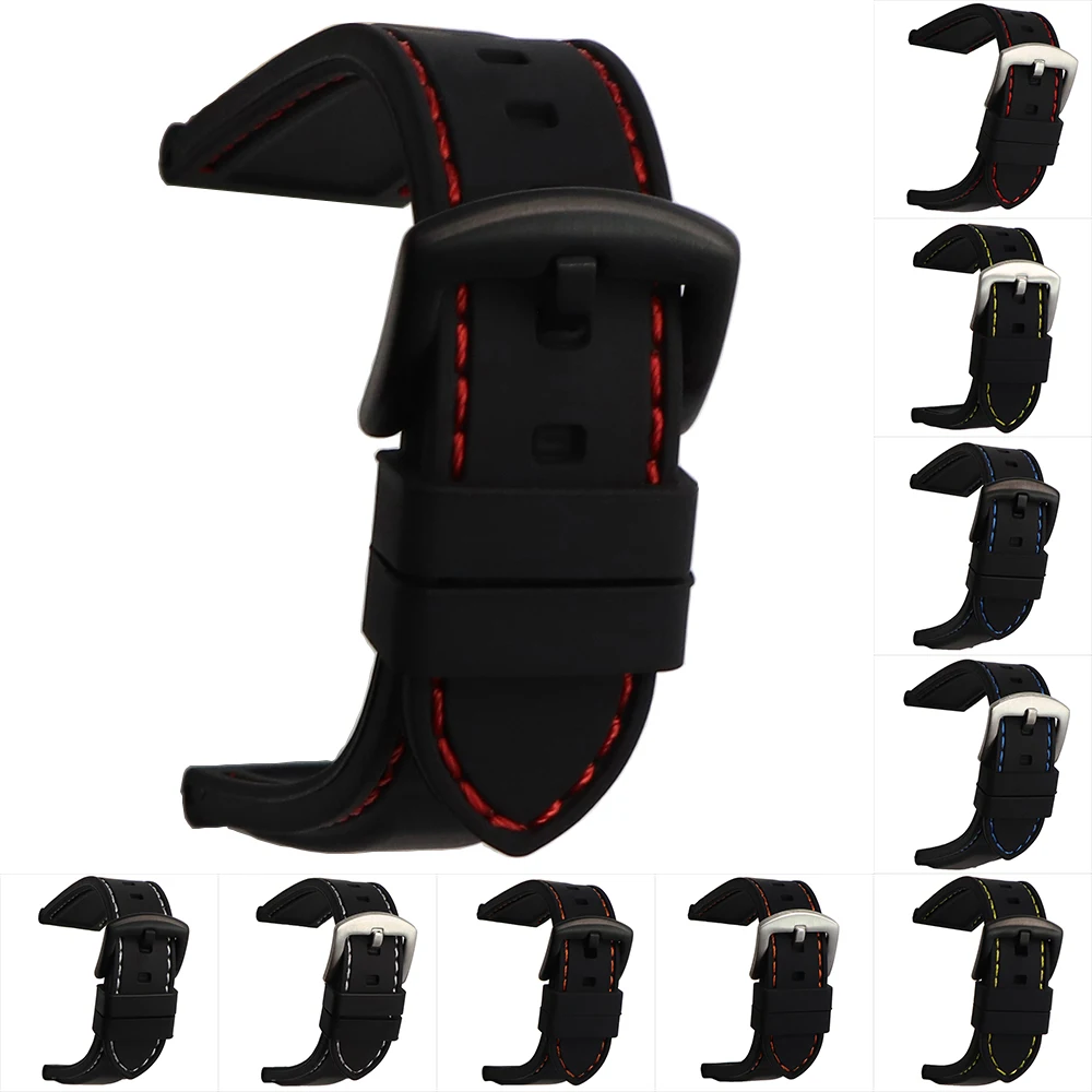

Generic Watchband Silicone Rubber Watch Strap Bands Waterproof 20mm 22mm 24mm 26mm Watches Belt