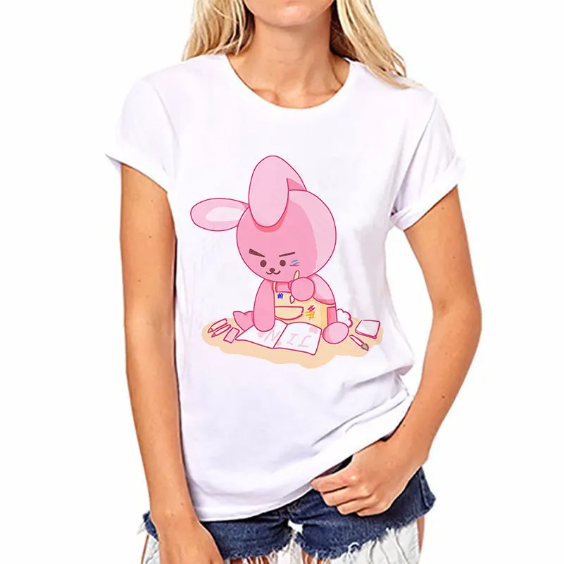 Женские футболки с милым принтом из мультфильма Удобные Свободные топы большого