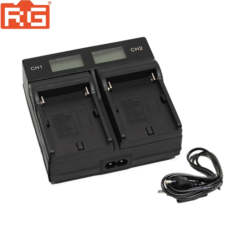 Двухканальное зарядное устройство с ЖК-дисплеем для SONY NP-F550 F970 F960 F770 F750 F570 FX1000E |