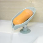 Держатель для мыла в форме листьев, пластиковая подставка для мыла, с присоской, для душа, ванной комнаты, кухни