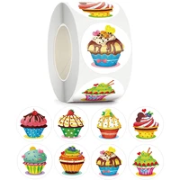 cartoon cupcake sticker for kids 500pcsroll 11 5 inch round sealing labels scrapbooking stationery sticker for gift packaging