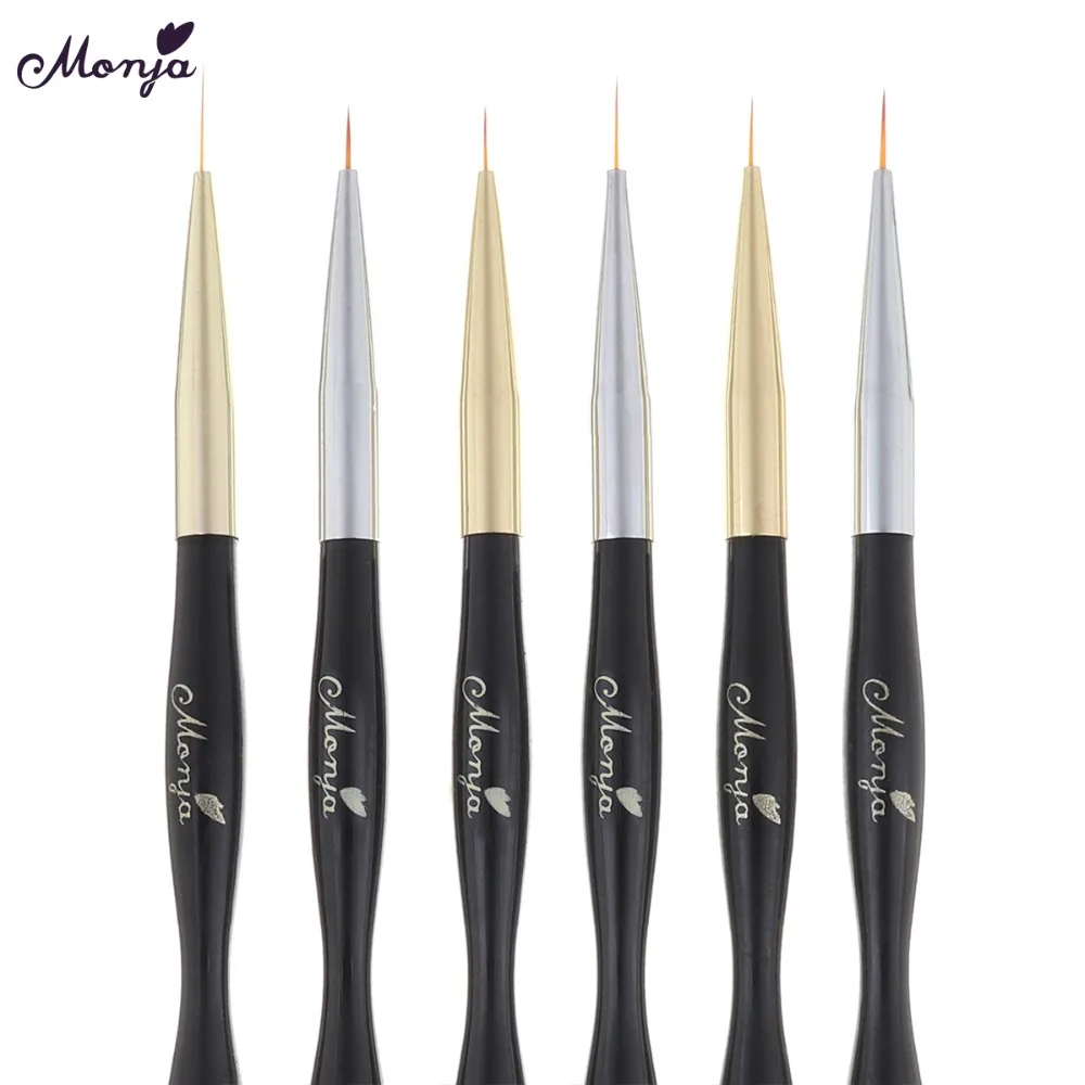 Monja двухсторонний дизайн ногтей полосы линии лайнер DIY кисть для рисования жидкий