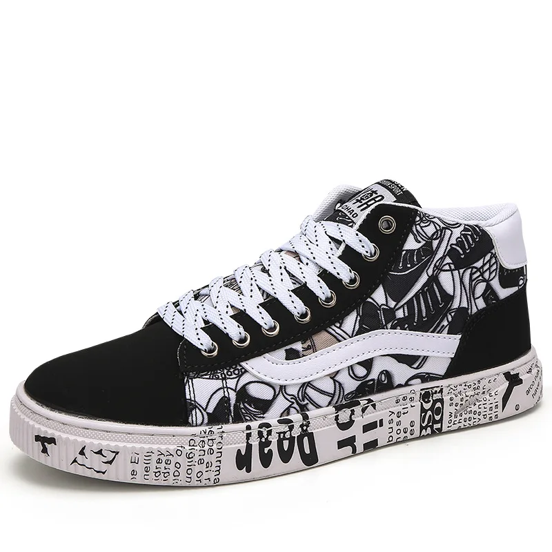 

2021 Fashion Men's Casual Shoes New Fashion High Top Sneakers Men Canvas Shoes Boys Zapatos De Hombre Tenis Masculino Lace Up