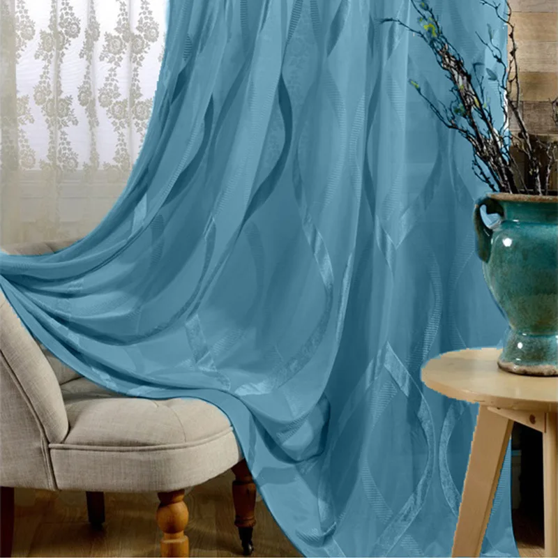 Moroccan Tile Pattern Voile Curtains for Living Room Sheer Flocked Shiny Wedding Sliding Glass Panel Gauze WP150C | Дом и сад
