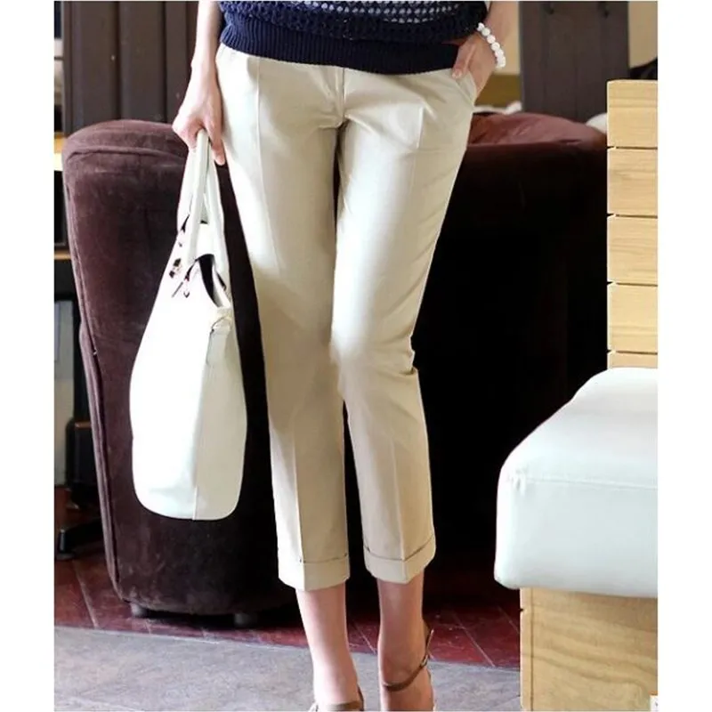 

New 2021 Spring Summer Women Plus Size Pants Cpris Fashion Slim Capris High Waist Casual Pants Women