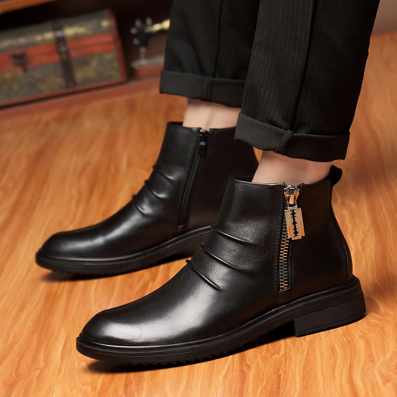 

Autumn And Winter Shoes Top Quality Men Boots Natural Leather Waterproof Bussiness Snow Boots Lace-Up Genuine Leather Boots