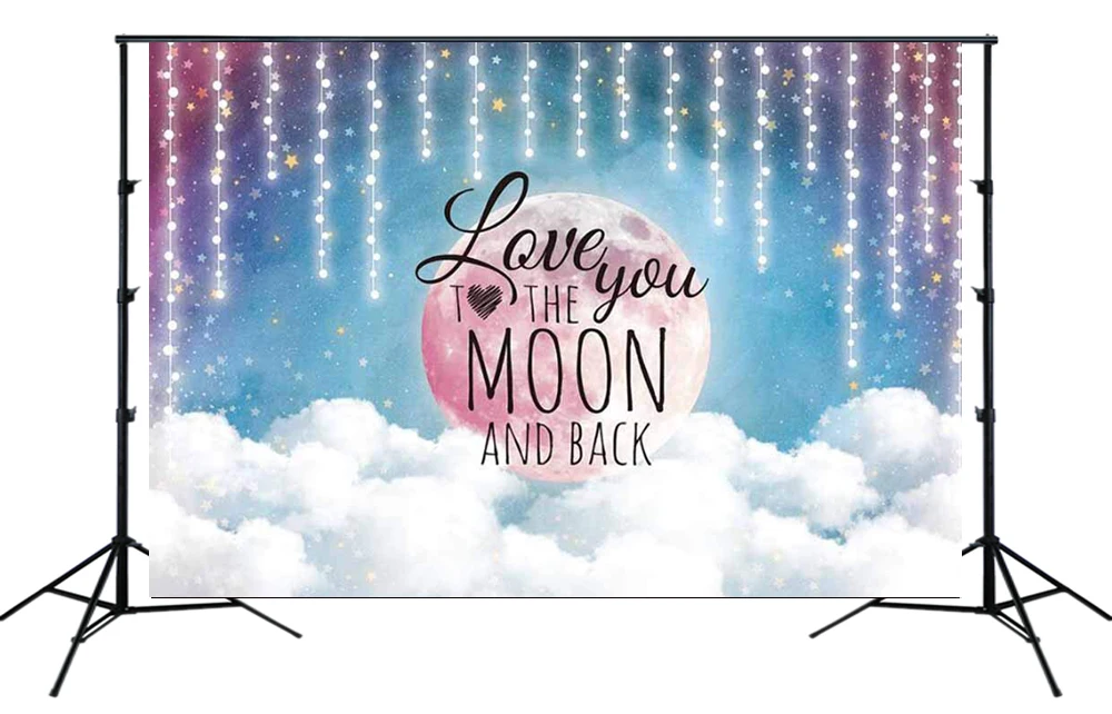 День рождения фон Блестящий Луна Love You To The Moon And Back (мама я тебя звезда для детской