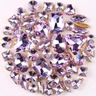 Набор из 50 шт.пакет с золотыми лапами, набор из фиолетового стекла, Стразы для шитья, свадебные сумки для обуви, сделай сам