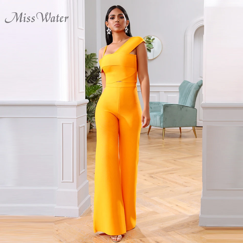 

Женский бандажный комплект Miss Water, комплект из двух предметов, топ на тонких бретелях и длинные штаны, Клубные вечерние комплекты знаменитос...