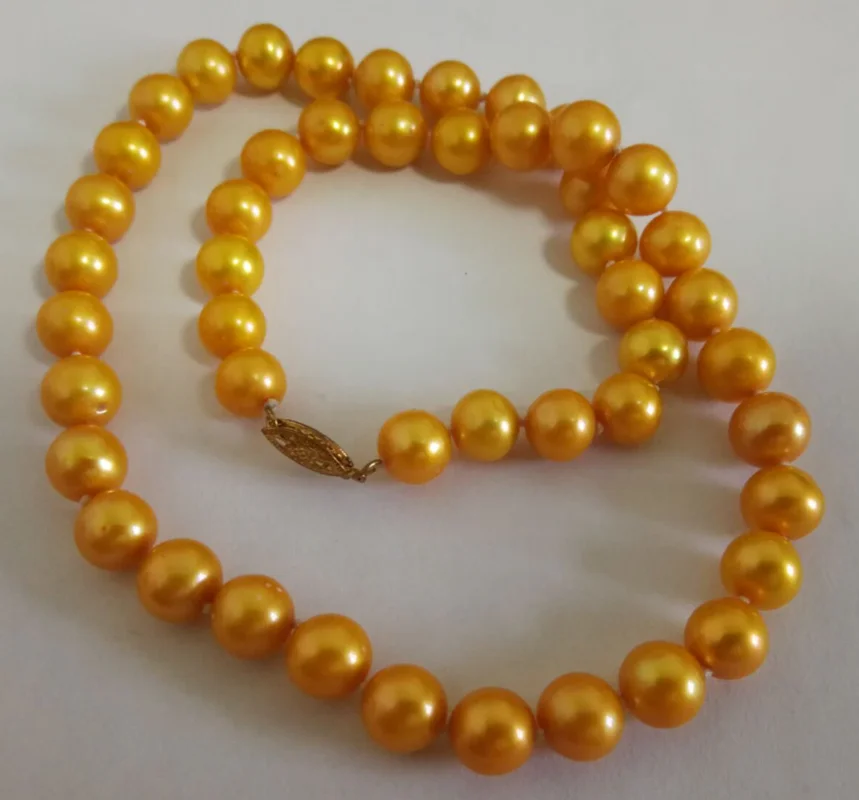 

Vintage 8.5-9 mm natural south sea gold pearl necklace18"