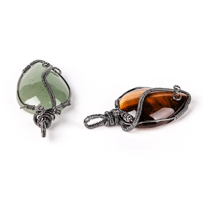 Натуральный драгоценный камень капля воды тигровый глаз кристалл обмотка жемчуг